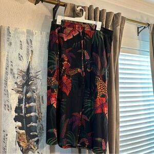 FARM Rio Black and Red Tropical Pencil Skirt